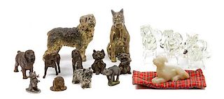 * A Collection of Fourteen Dog Figures of Various Breeds Height of tallest 4 1/4 inches.