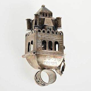 Large Judaic silver marriage, bridal ring