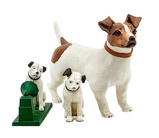 * Three Dog Figures of Various Breed Width of widest 16 1/2 inches.