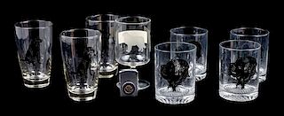 * A Group of Glassware depicting Various Dog Breeds Height of tallest 5 5/8 inches.