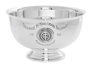 * An American Silver Trophy Bowl, John C. Moore & Son, New York, NY, George H. Hartman Trophy, Terrier Group, 1952