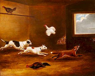 * Three Works of Art depicting Various Dog Breeds Largest: 13 3/4 x 21 inches.
