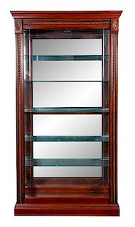 * Two Wood and Glass Display Cases Height 79 1/2 inches.