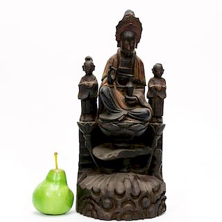 Chinese Carved Wood Vitarka Buddha Figure