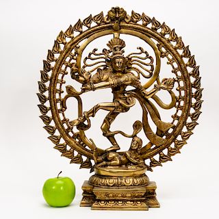 Gilt Brass Hindu Sculpture of Shiva in Flames