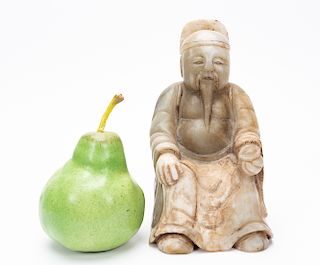 Carved Chinese Onyx Figure of a Seated Elder