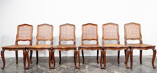 Set, Six Louis XV Style Cane Side Chairs