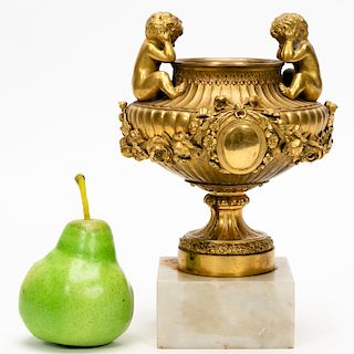19th C. Louis XVI Style Gilt Bronze & Marble Urn
