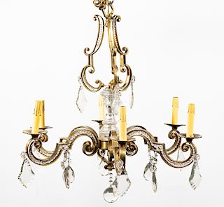 Italian Louis XV Style 6 Light Beaded Chandelier