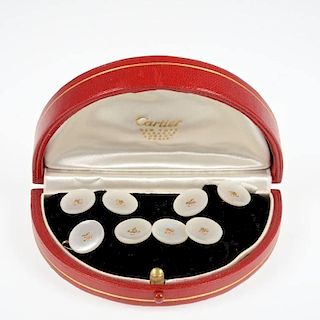 Cartier 14K gold, mother pearl dress set
