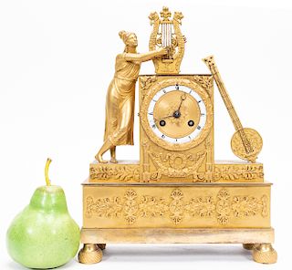Early 19th C. French Empire Bronze Dore Clock