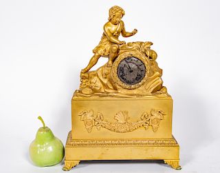 Empire Bronze Doré Figural Mantle Clock, 19th C.