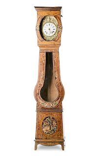 French Grain & Floral Painted Tall Case Clock