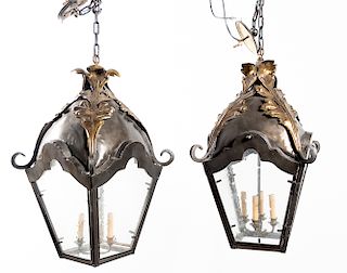 Pair, French Style Lantern Form Chandeliers
