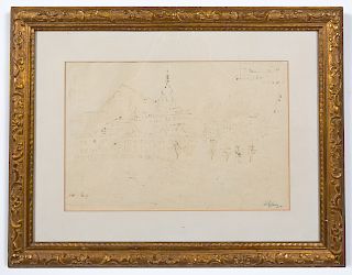 Jean Dufy Signed Pen & Ink Drawing, Salzburg