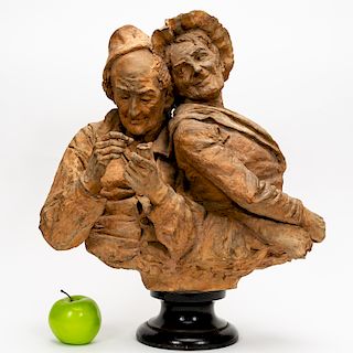 French School Terracotta Sculpture of Two Figures