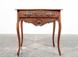 18th Century Louis XIV Carved Walnut Side Table