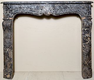 French Louis XV Style Black Marble Mantle