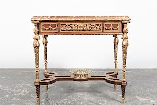 Louis XVI Style Red Marble Center Table