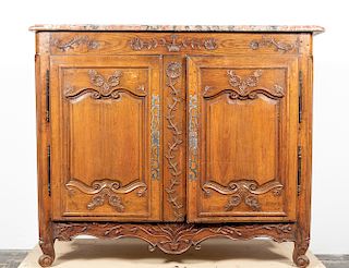 French Louis XV Marble Top Walnut Commode