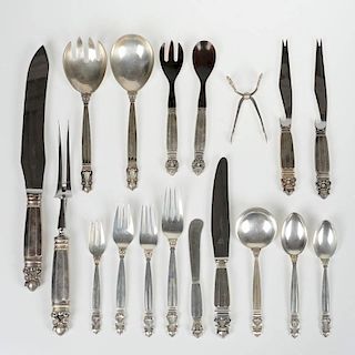 Georg Jensen, Denmark Acorn silver flatware set