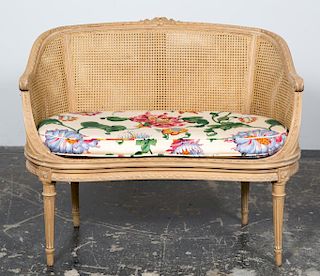 Small Louis XVI Style Double Caned Settee