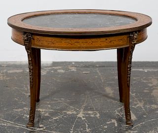 Louis XVI Style Marble Inset & Inlaid Coffee Table