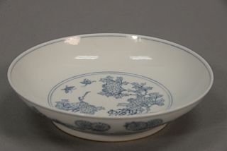 Chinese saucer dish with pencil decorated flowers and butterflies, 