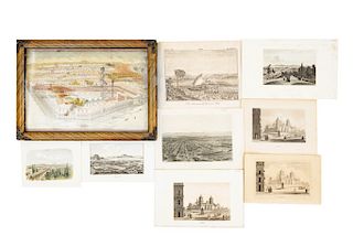 Wendt / Rouargue / Blaschke / Adlard... Vistas de la Ciudad de México. Grabados y Litografías del Siglo XIX. Piezas: 9.
