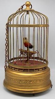Vintage Automaton Bird in Cage.