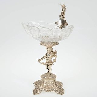 Continental .800 silver and etched crystal compote