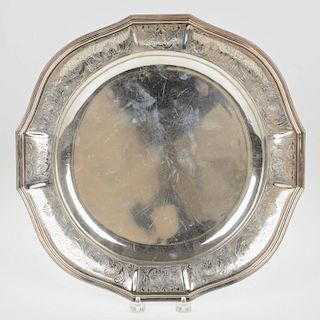 Continental silver circular serving tray