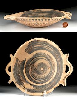 Greek Proto-Attic Pottery Patera w/ Handles