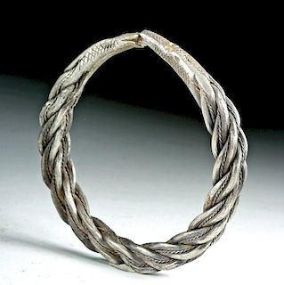 Huge Viking Silver Bracelet w/ Snake Terminals - 91.7 g