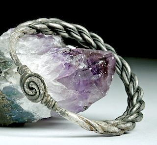 Viking Silver Bracelet w/ Twisted Ends, 53.8 g