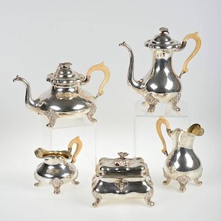Austro-Hungarian (5)-piece silver tea/coffee set
