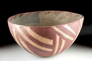 Large Hohokam Red-on Buff Bowl - Tanque Verde Phase