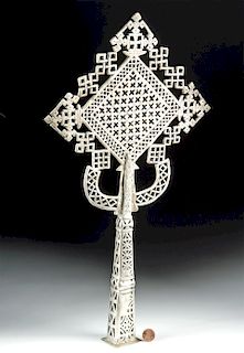 Early 20th C. Ethiopian White Brass Processional Cross
