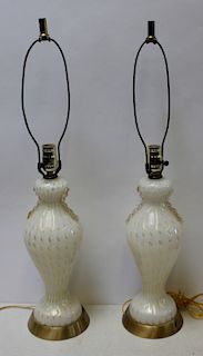 MIDCENTURY. Pair of Murano Glass Lamps.