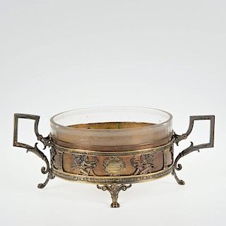 German Neo-classical .800 gilt silver handled bowl