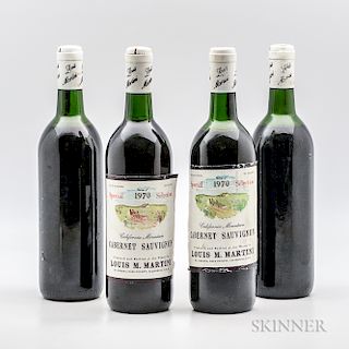 Louis M. Martini (two presumed to be) Cabernet Sauvignon Special Selection 1970, 4 bottles