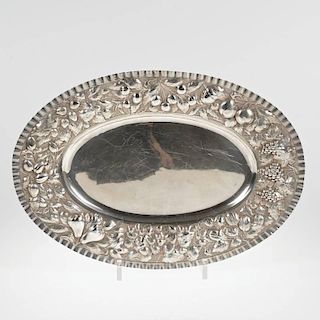 Continental silver repousse oval tray