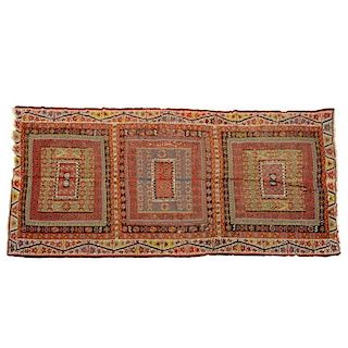 Caucasian flat-weave carpet, approx. 13'3" x 6'4"