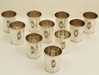 34 T.O.W., 10 STERLING SILVER DERBY MINT JULIP CUPS