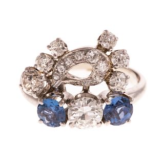 A Ladies Diamond & Sapphire Ring in Platinum