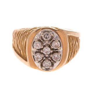 A Gentleman's 14K Diamond Cluster Ring
