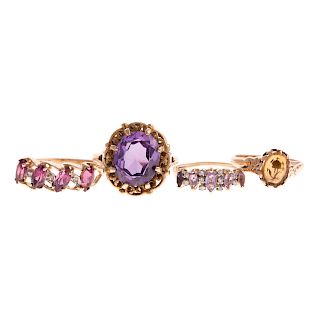 A Collection of Ladies Gemstone bands in Gold