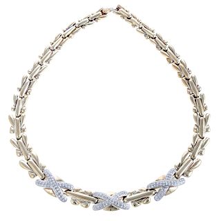 A Ladies 14K Diamond "X" Link Necklace