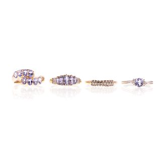 Four Ladies Gemstone and Diamond Rings in Gold
