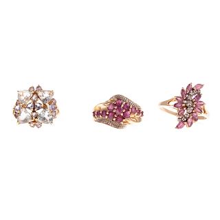 Three Ladies Rings with Gemstones & Diamonds
